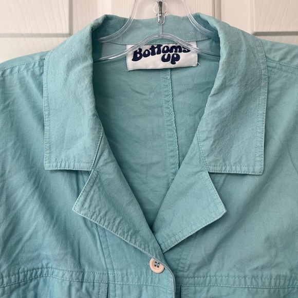 Vintage Cotton 90s Utility Bomber Jacket M Aqua - Picture 7 of 15